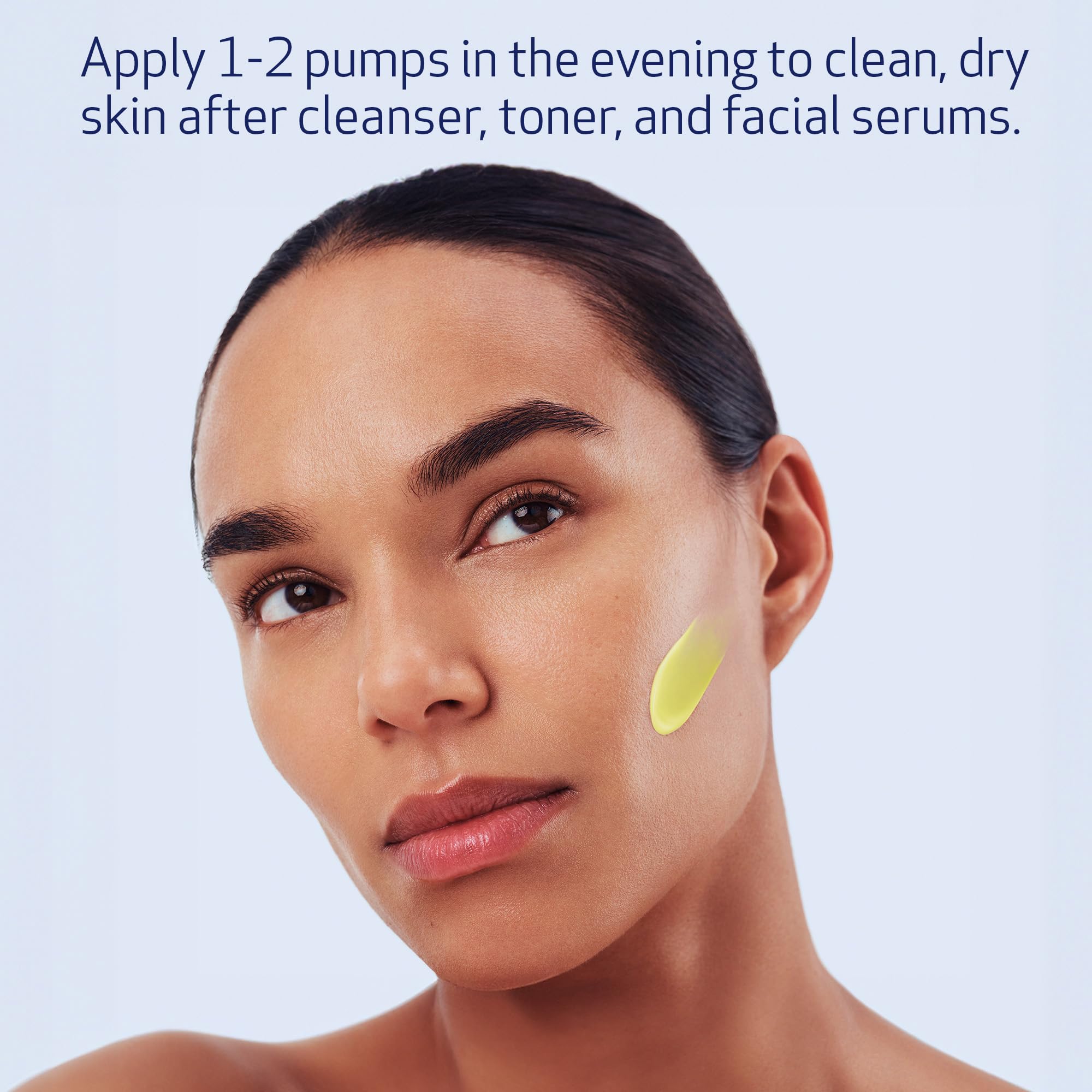 Obagi night cream pump closeup demonstrates hygienic dispensing during nightly routine