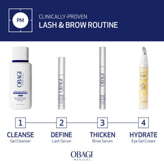 Obagi Nu-Cil brow serum swatches on skin showcasing texture for brow care.