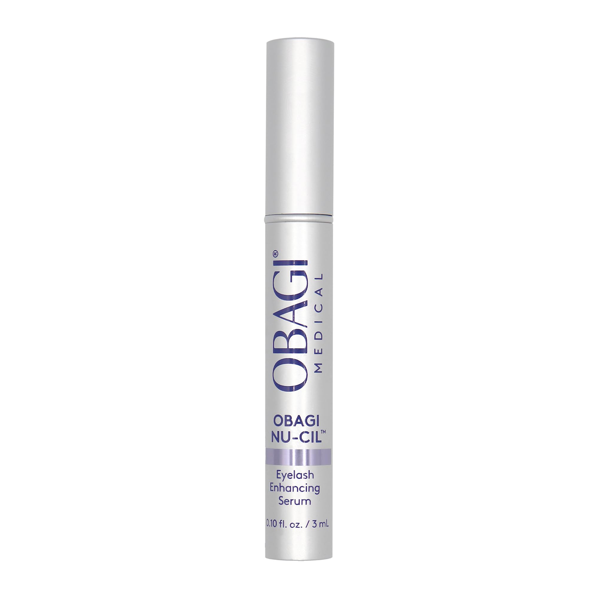 Obagi Nu-Cil serum bottle front for daily lash nourishment.
