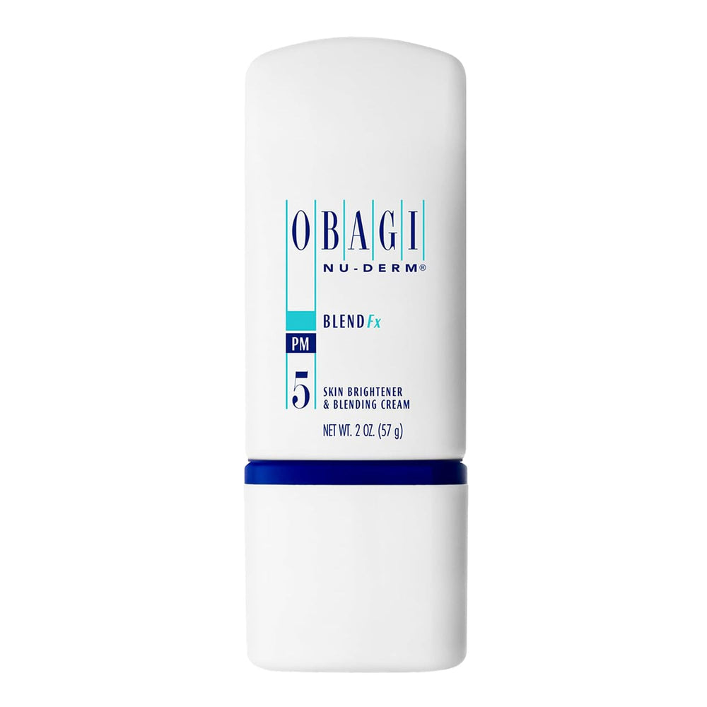 Obagi Nu-Derm Blend Fx night cream bottle highlighting brightening and smoothing potential