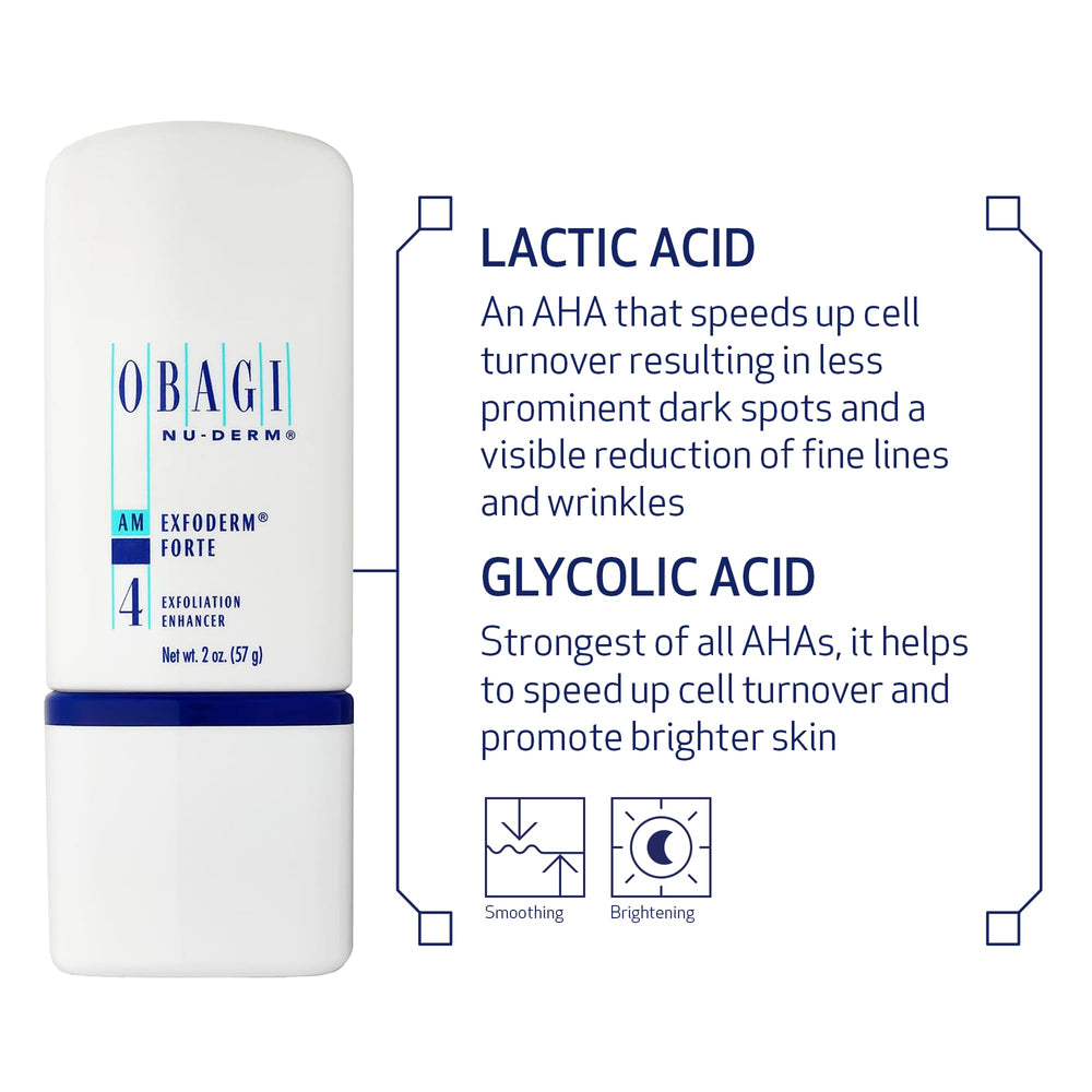 Lactic acid in Exfoderm Forte helps refine texture and brightness.