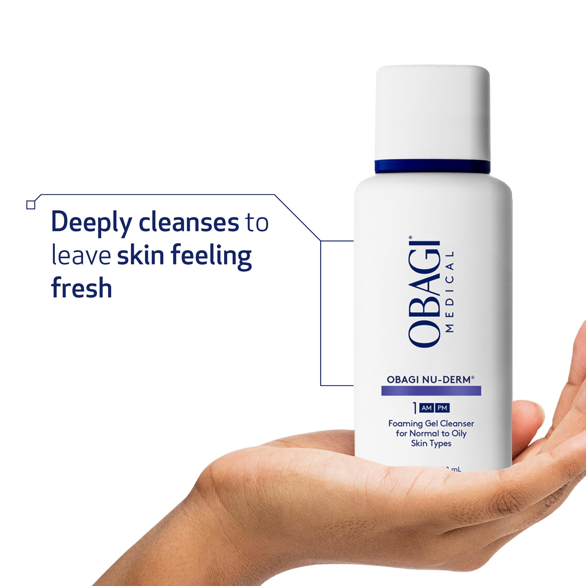 Dispensing pump of Obagi Nu-Derm Foaming Gel Cleanser for easy use.