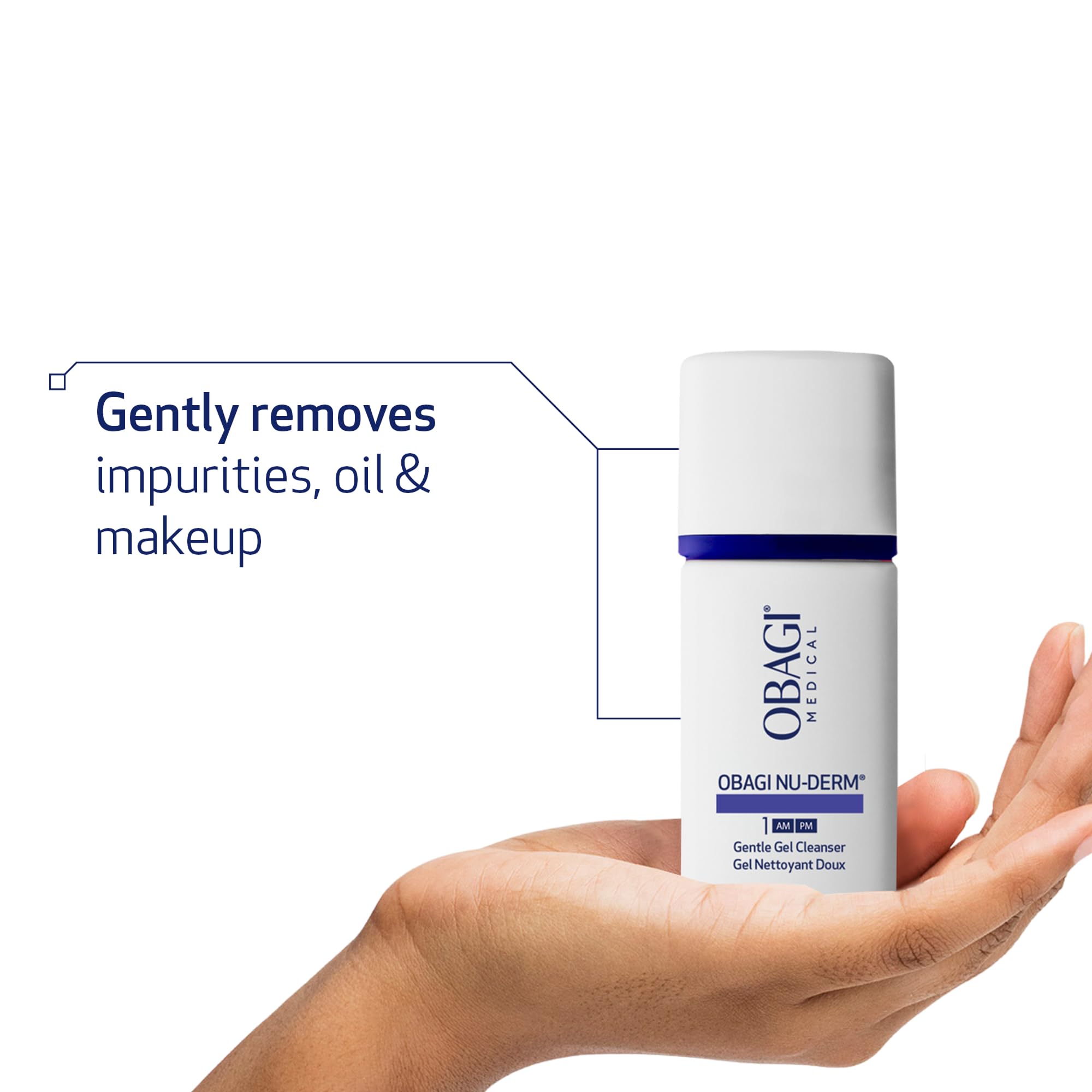 Obagi Nu-Derm Gentle Cleanser lather demonstrates gentle makeup removal.