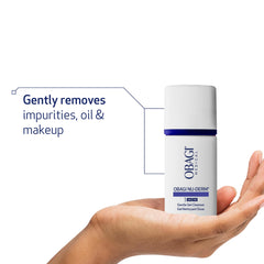 Obagi Nu-Derm Gentle Cleanser lather demonstrates gentle makeup removal.