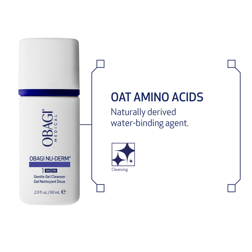 Obagi Nu-Derm Gentle Cleanser texture emphasizes soothing oat amino acids.