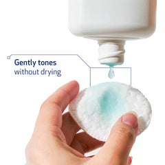 Obagi Nu-Derm Toner pours onto a cotton pad for gentle cleansing.