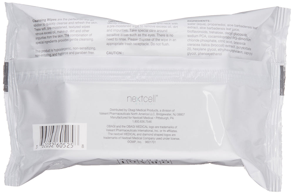Obagi On the Go Wipes with textured surface for gentle cleansing and makeup removal