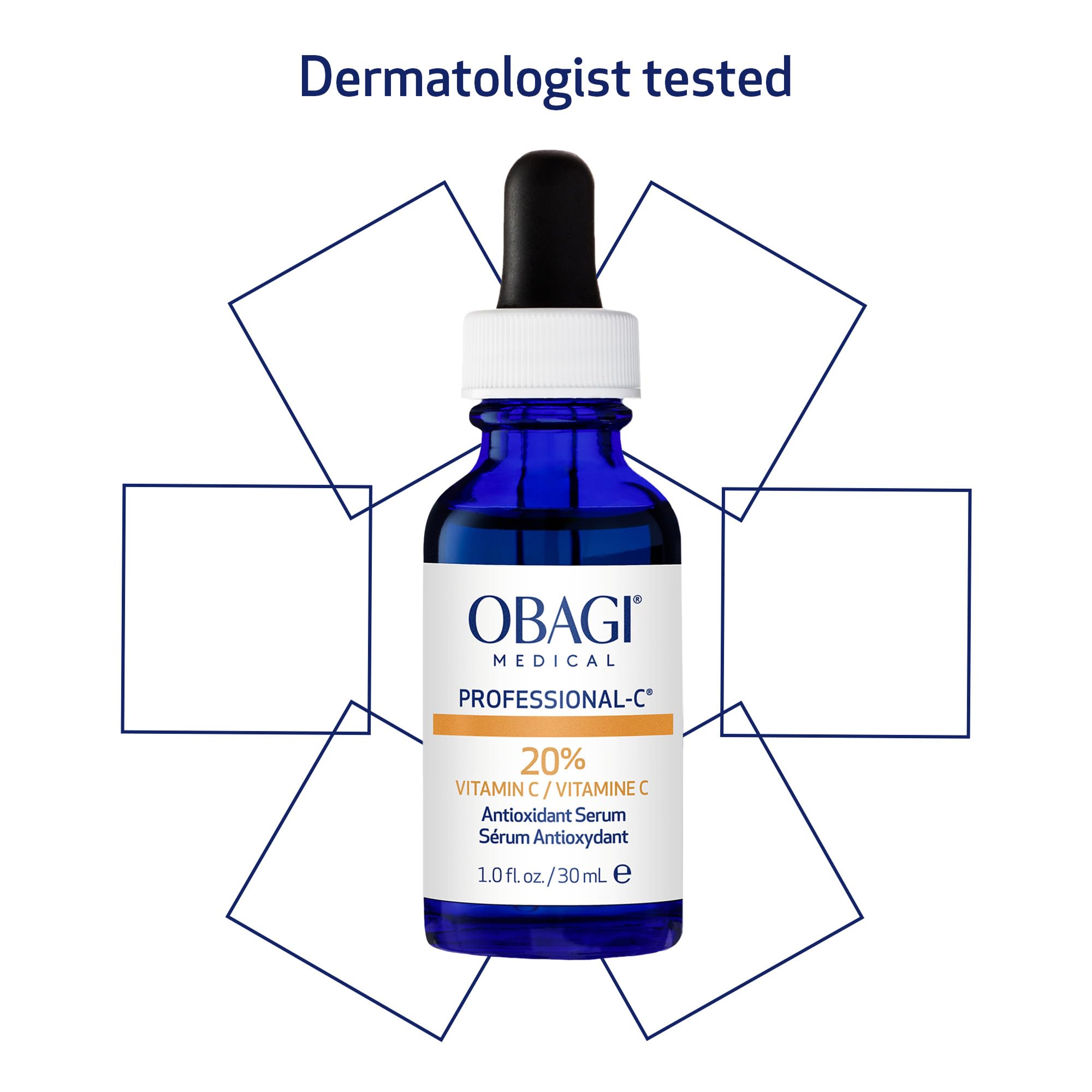 Obagi Professional C Serum 20% ingredients list highlights vitamin C focus.