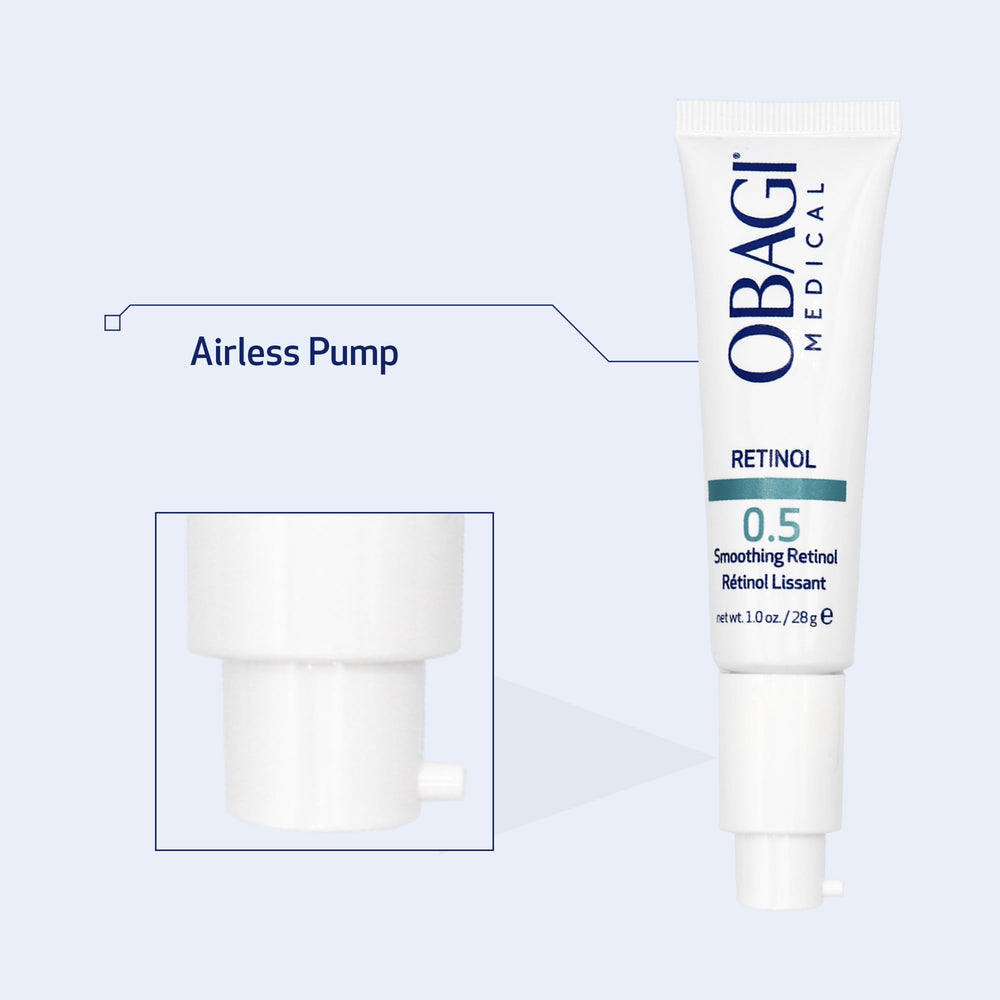 Obagi Retinol 0.5 cream dispense illustrates controlled release and sensible application.