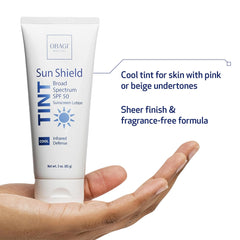Obagi Sun Shield tinted sunscreen application on skin delivering even coverage.