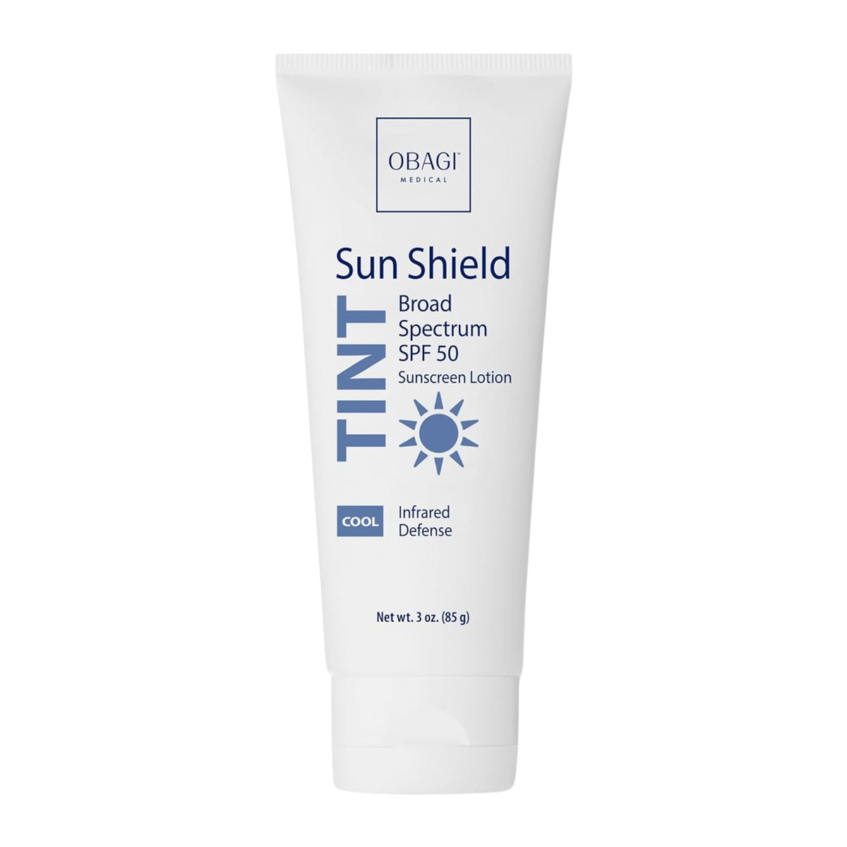 Obagi Sun Shield tinted sunscreen bottle with a sheer, cool tint for daily protection.
