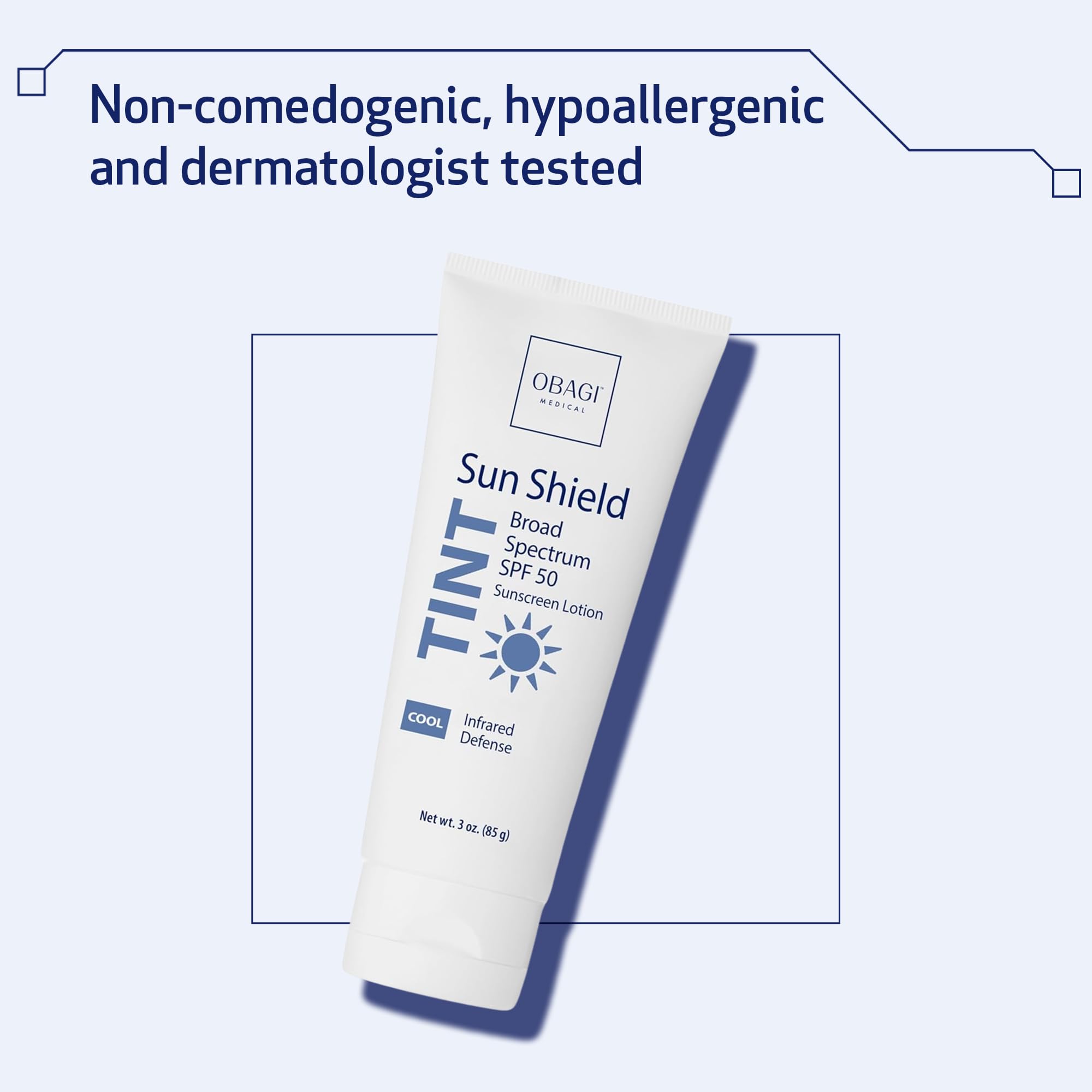 Obagi Sun Shield SPF 50 label highlights broad spectrum protection.