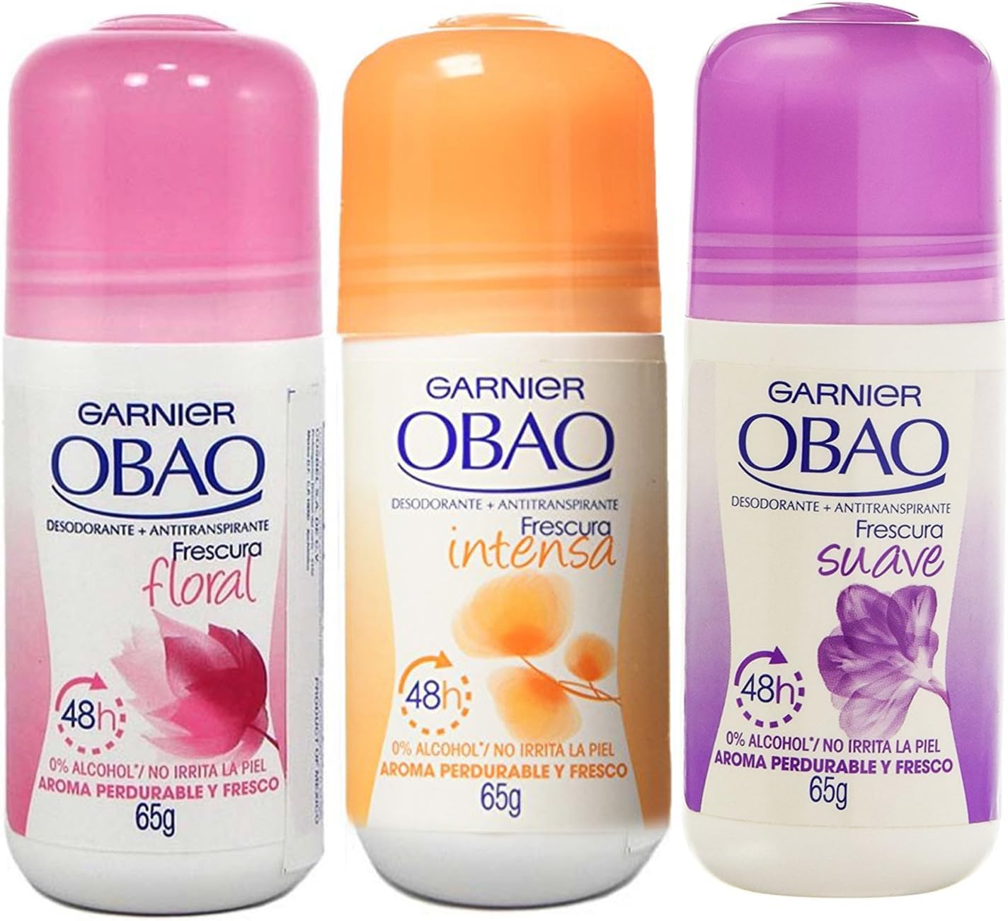 Obao desodorante para mujer, variantes de fragancias, ideal para uso diario.