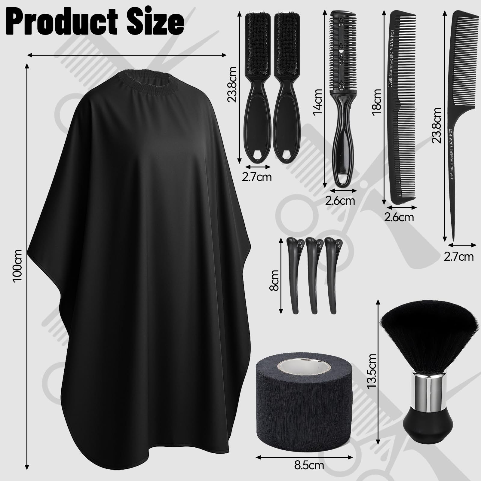 obeoby 10-in-1 barber cape kit neck duster brush clears hair efficiently