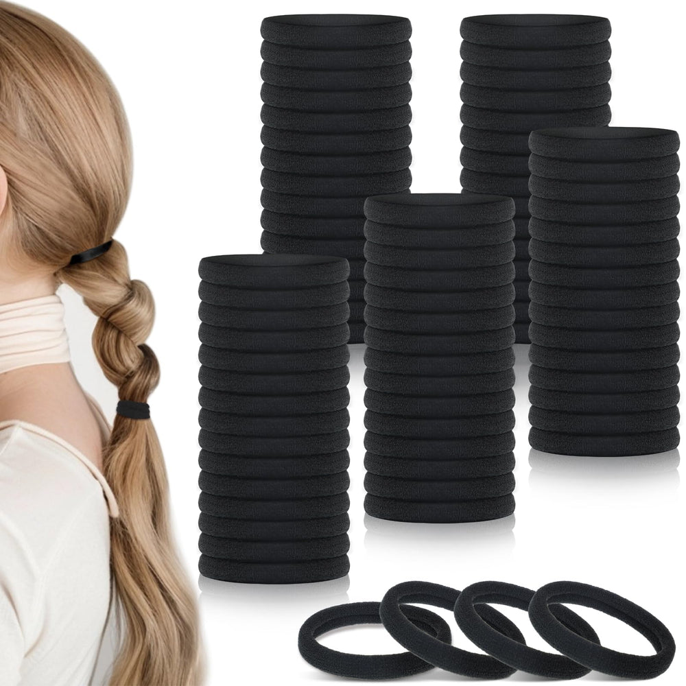 Obeoby 100 elásticos para cabello negros, ideales para uso diario