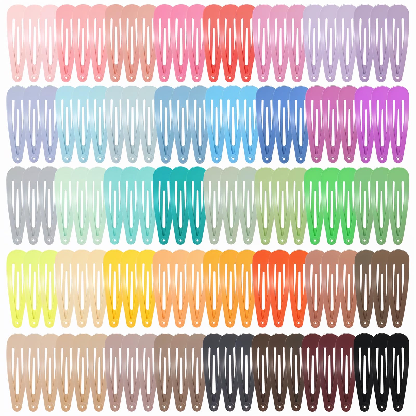 Obeoby 120-piece color metal snap hair clips for quick, secure styling.