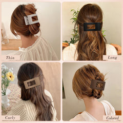 Obeoby 4.1 x 2.4 inch flat barrette suitable for any hair type.