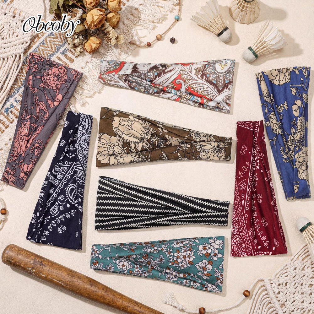 obeoby boho headbands flat lay with outfits for everyday wear