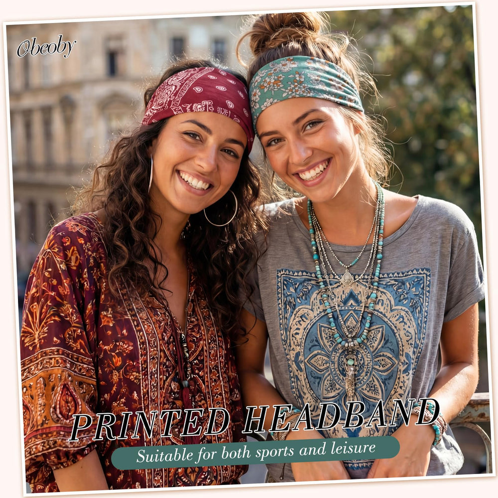 obeoby boho headbands model wearing during yoga showing sweat-absorption benefit