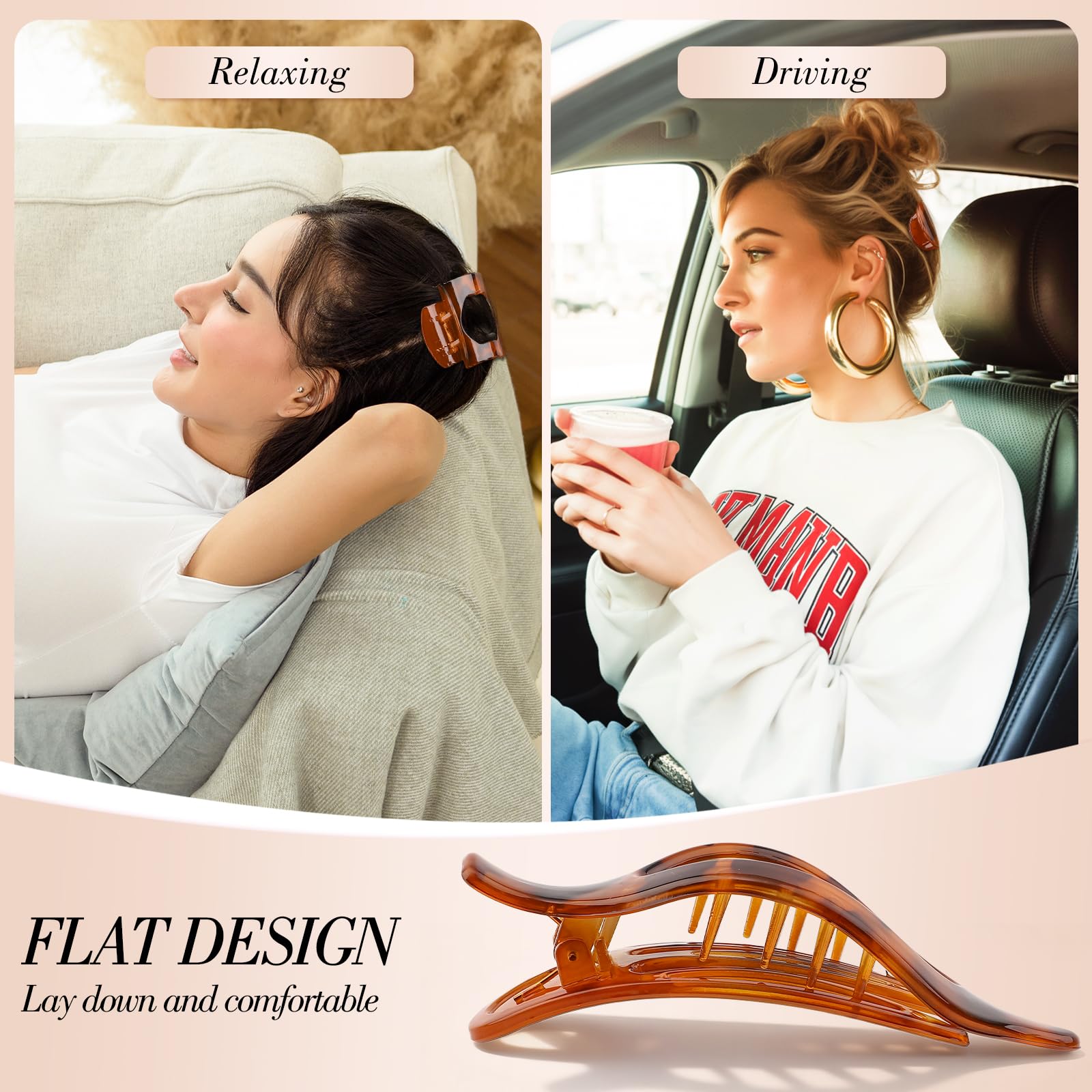 Obeoby clip plano negro, discreto y seguro para el cabello