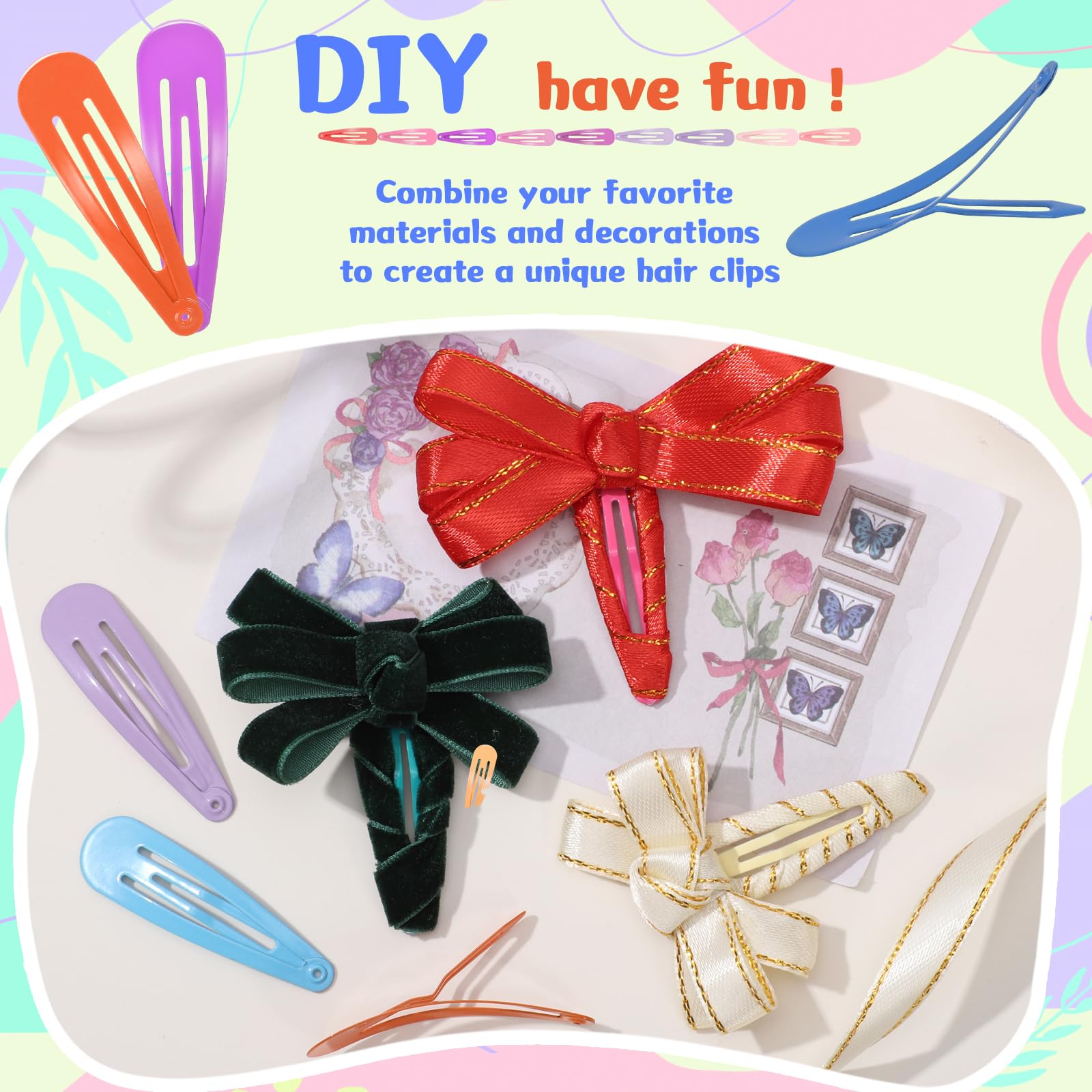 Obeoby colorful metal snap clips arranged on white background for versatile styling.