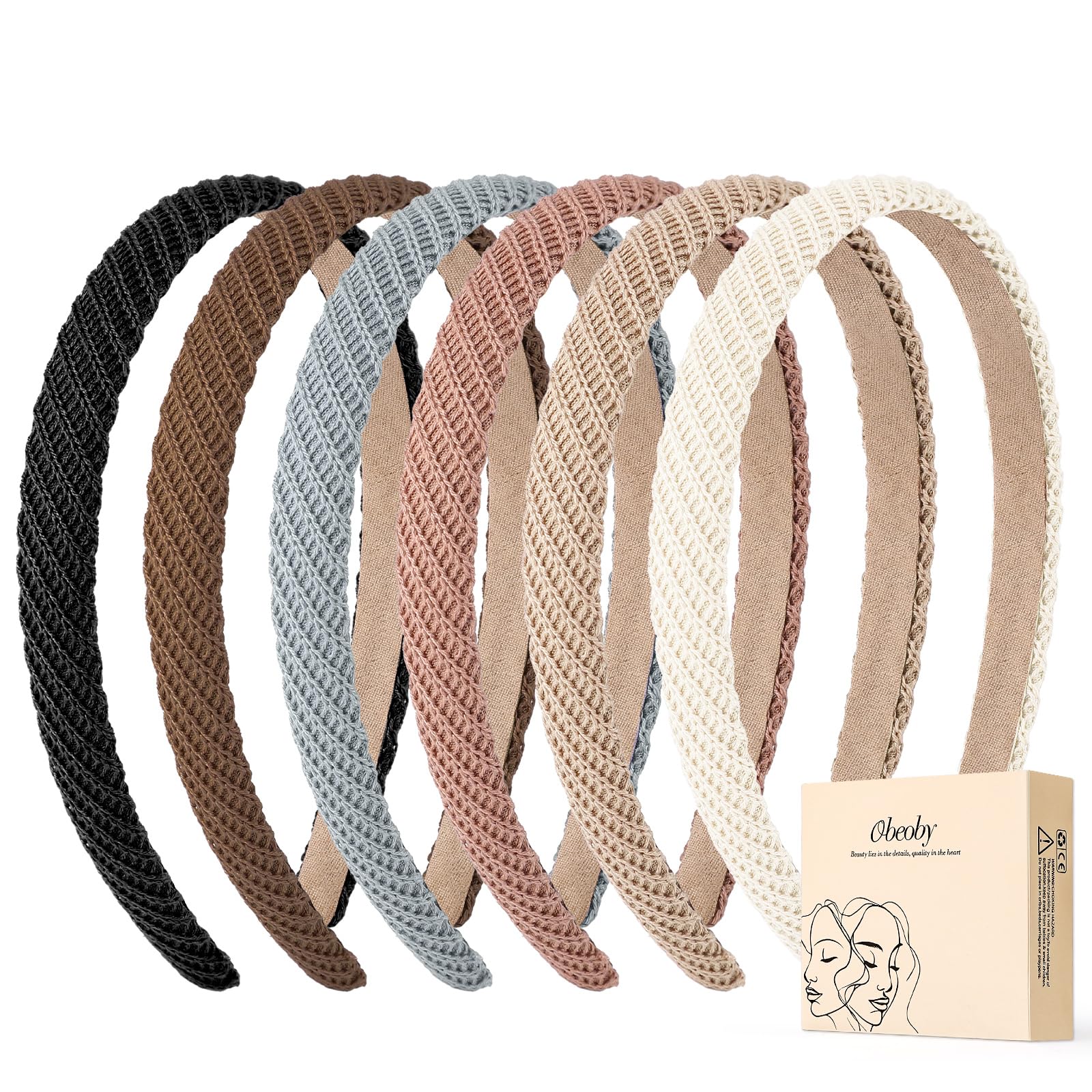 Diadema obeoby fina de 0,6 pulgadas para cabello grueso, sin resbalamiento.