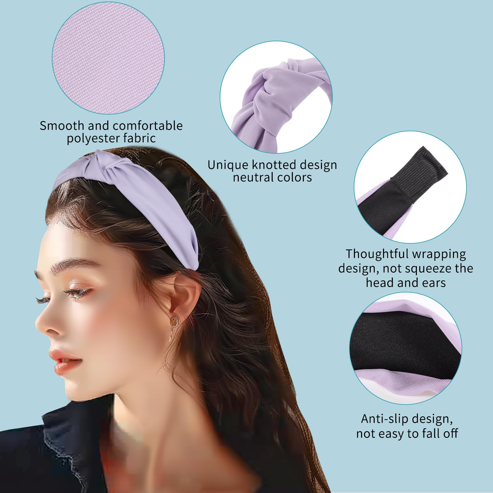 Diadema nudo obeoby, ajuste seguro para cabellos finos y resistentes.