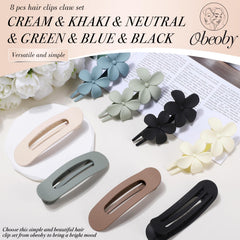 Dos estilos obeoby: clip plano y garra floral para cabello medio.