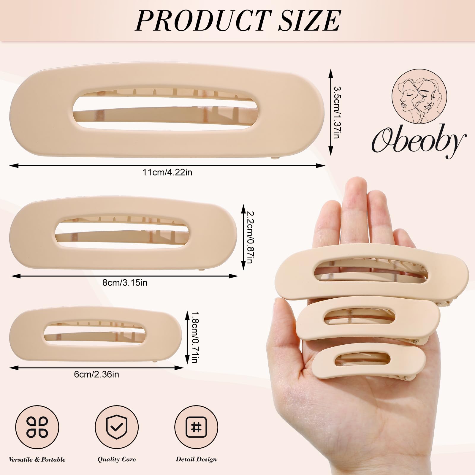 Obeoby medium flat clip perfect for everyday half-up looks.