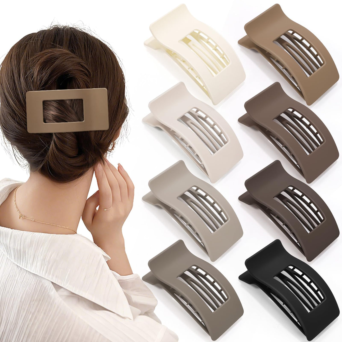 Obeoby flat hair clip set in eight colors for versatile everyday styling.
