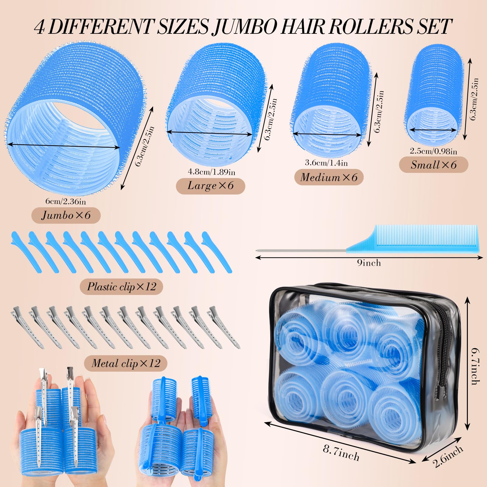Obeoby blue 48mm large roller for versatile curls and volume