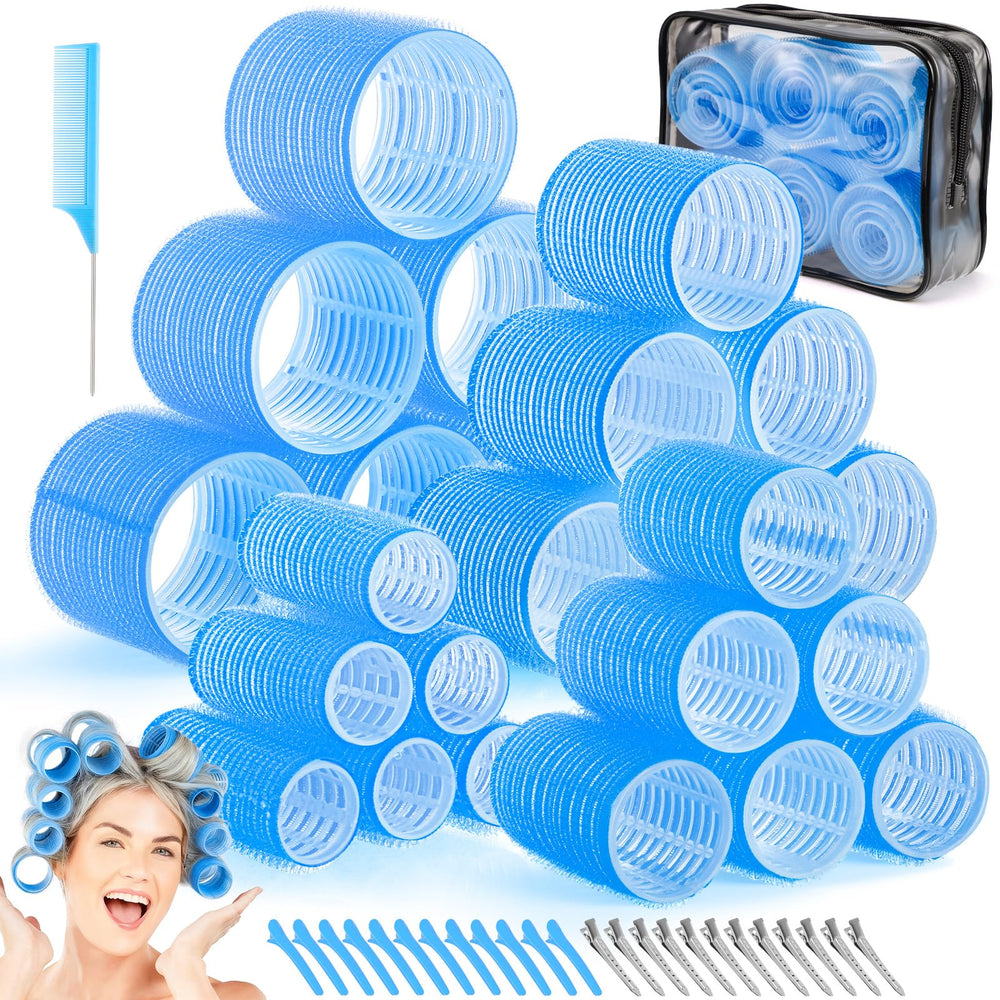 Obeoby blue 60mm jumbo hair roller for dramatic waves and secure setting