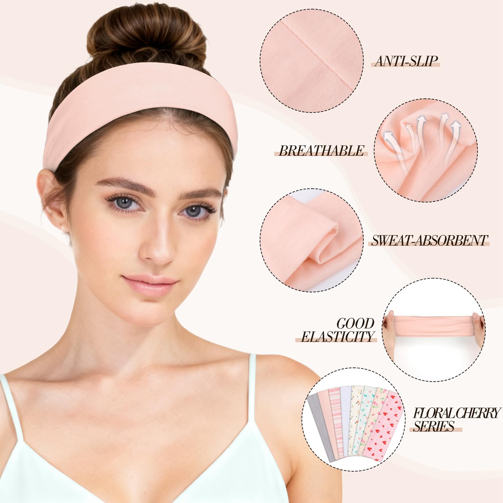 obeoby Pink Cute Headbands eight color options for versatile looks