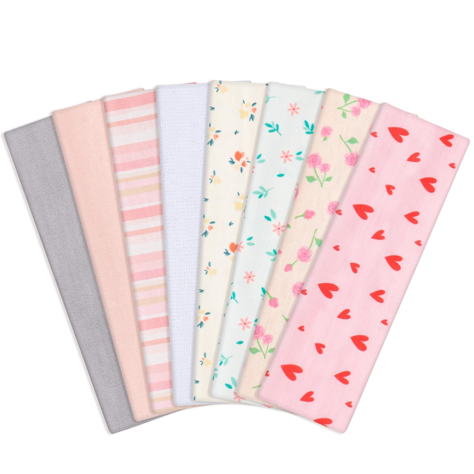obeoby Pink Cute Headbands striped heart in use during a workout for secure fit