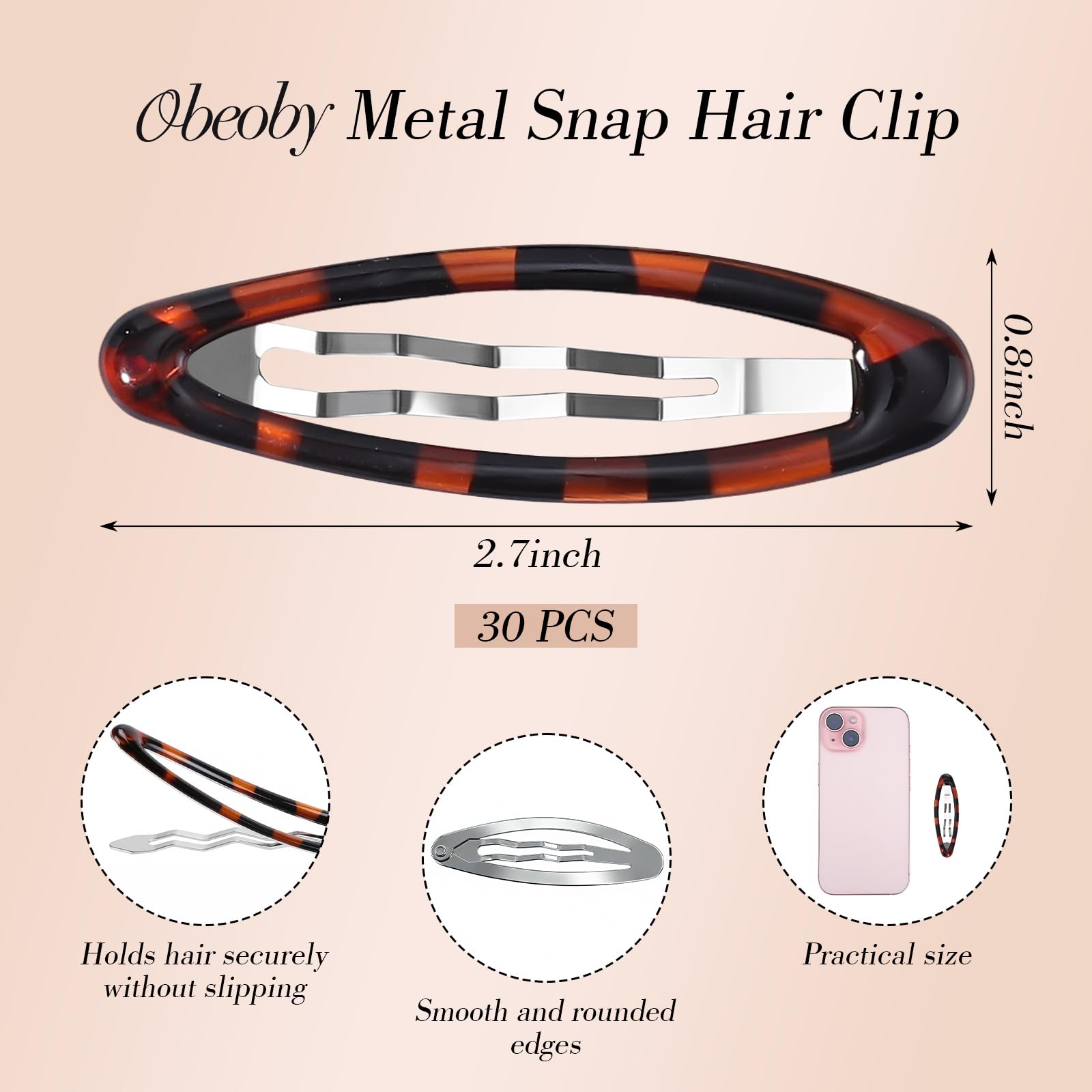 Obeoby metal snap clip closeup showing sturdy grip and construction