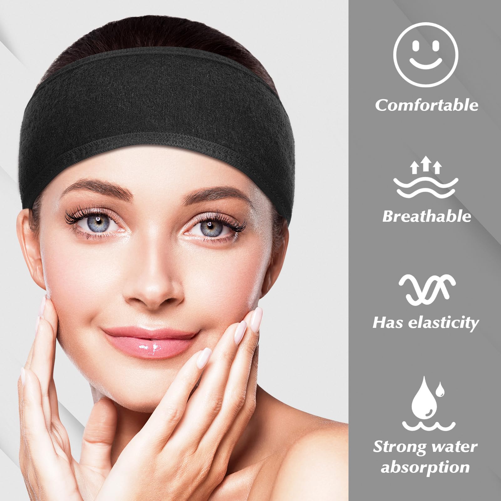 obeoby spa headbands 25 inch length and 3.4 inch width for a snug wrap