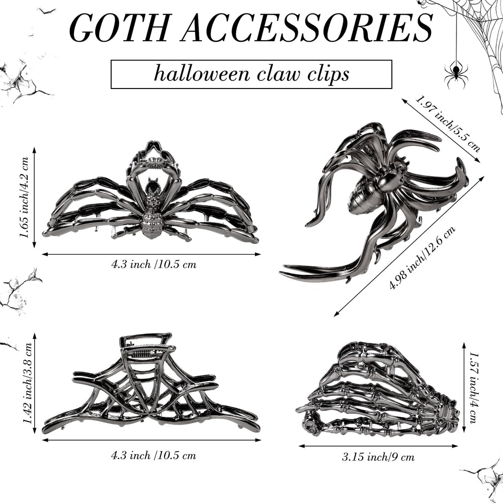 Obeoby spider web skeleton decor clip offers strong grip for long hair.