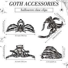 Obeoby spider web skeleton decor clip offers strong grip for long hair.