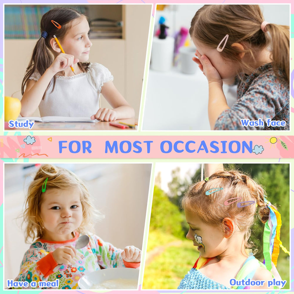 Obeoby toddler girl wearing a clip to secure playful ponytail.
