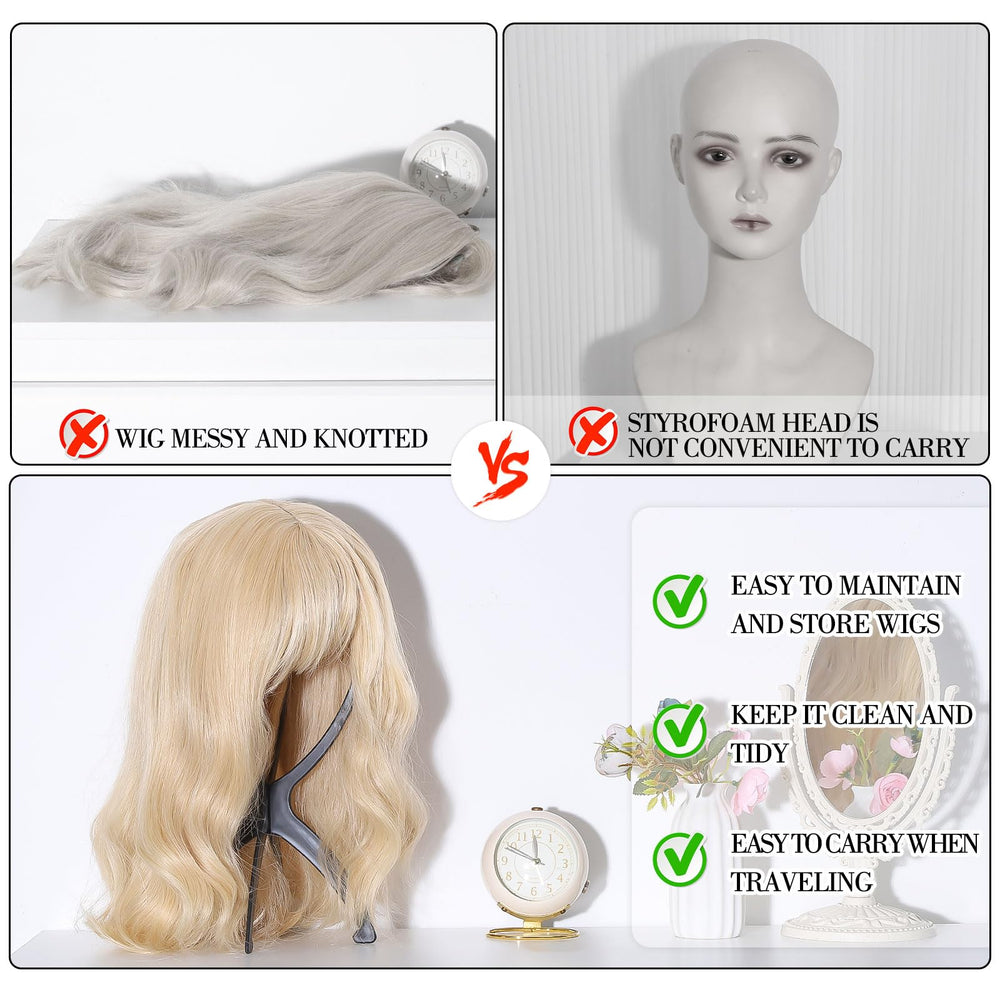 obeoby wig stand supports wigs, hats, cosplay masks for versatile use