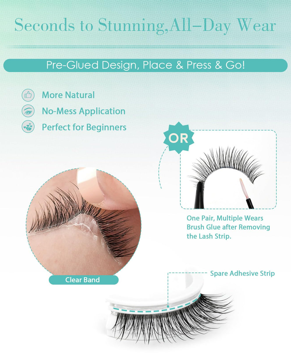 Obeyalash lashes with clear band offer comfortable all-day wear.