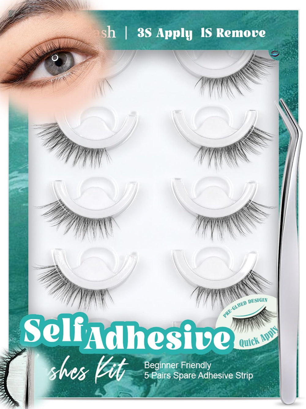 Obeyalash self-adhesive half eyelashes cat eye 14mm for easy daily wear