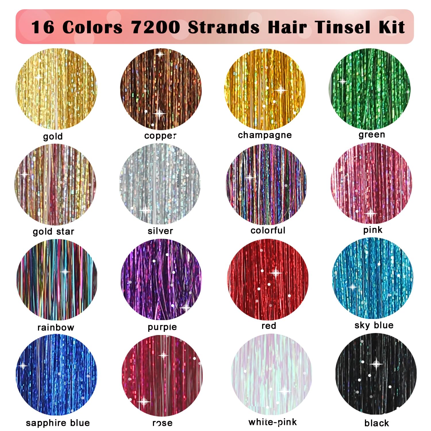 Obinying 48-inch tinsel strands for versatile, long-lasting sparkle.
