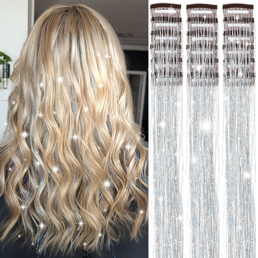 Obinying hair tinsel silver strands add subtle sparkle for daily or party looks