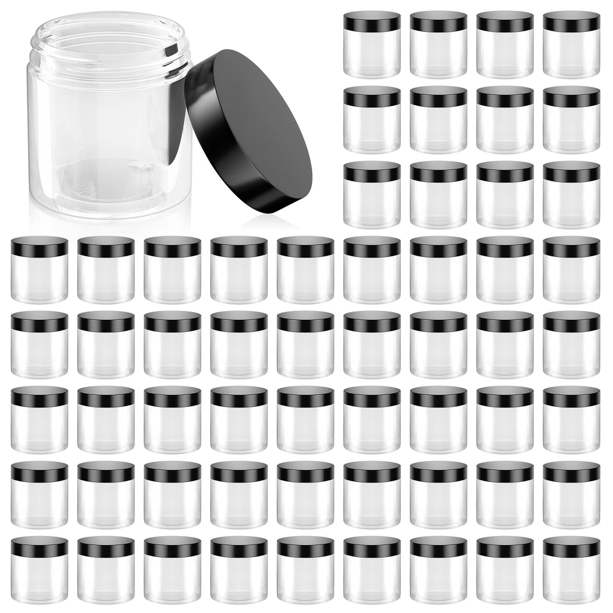OBKJJ 60-pack clear 4oz jars with lids for organized travel storage