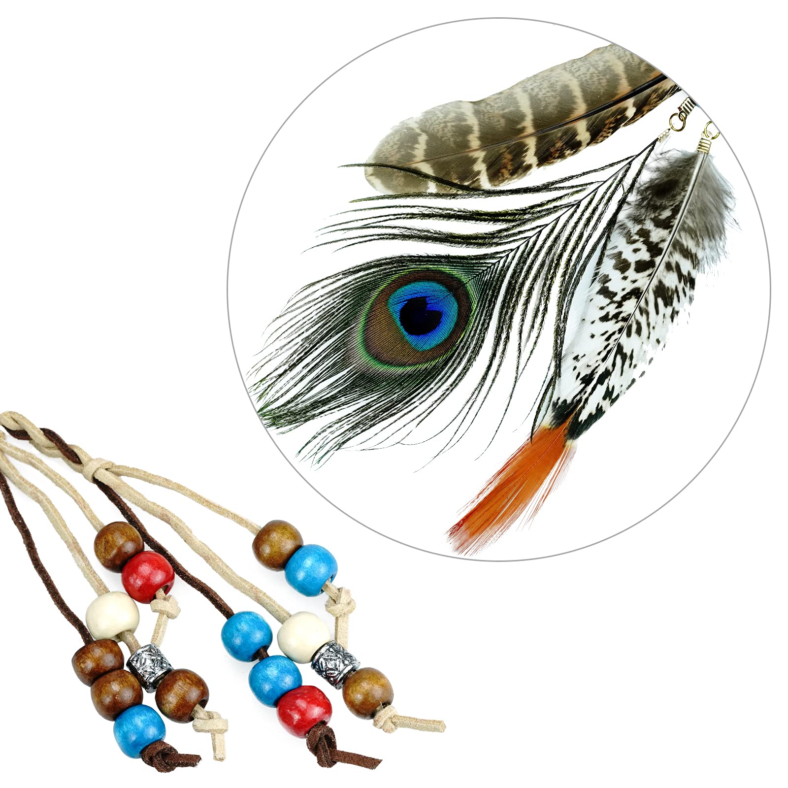 obmwang diadema plumas de pavo real para looks bohemios