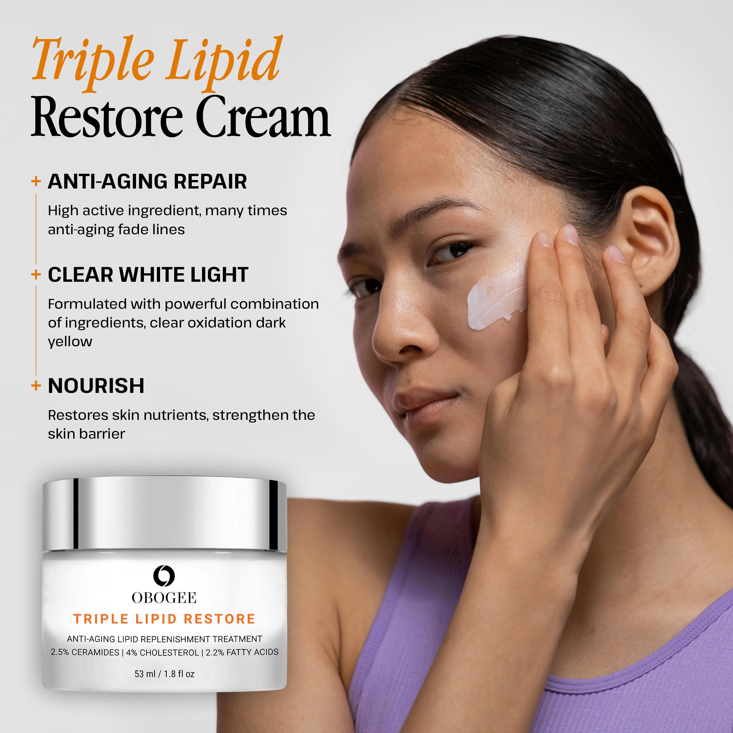 OBOGEE ingredients ceramides cholesterol fatty acids blend emphasizes skin resilience