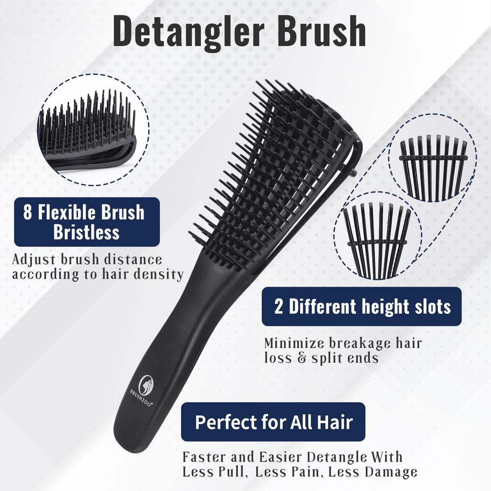 O BRUSHZOO Curly Hair Detangling Set shown for all-in-one styling.