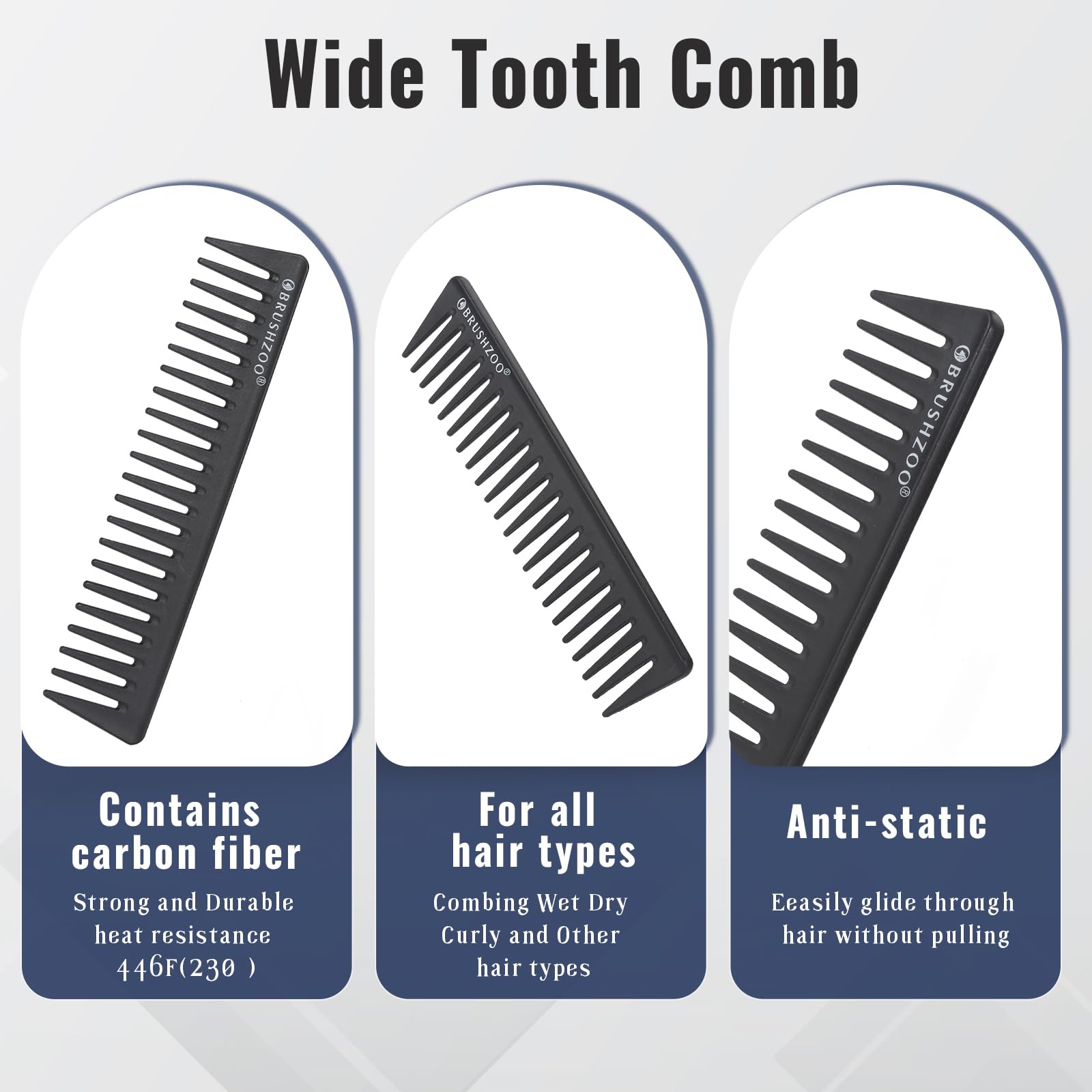 O BRUSHZOO Wide Tooth Comb glides through thick curls without pulling.