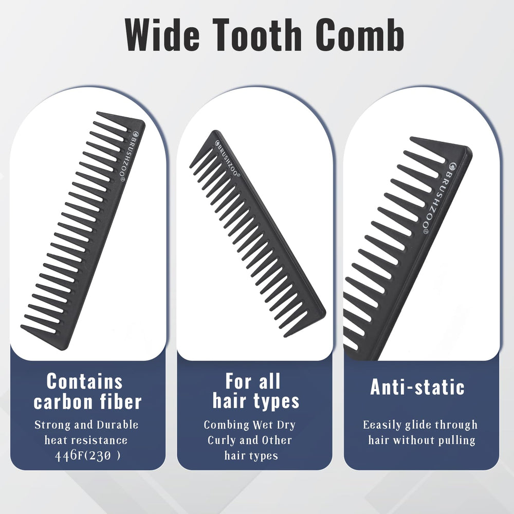 O BRUSHZOO Wide Tooth Comb glides through thick curls without pulling.